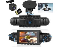 Dashcam voor auto - Zwart - 3 inch IPS-scherm - 1080P HD dubbele camera met nachtzicht en G-sensor - Voor alle voertuigen
