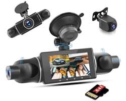 4-Kanal Dashcam Full HD 1080P met 360° Zicht, Nachtzicht en 64GB Geheugen