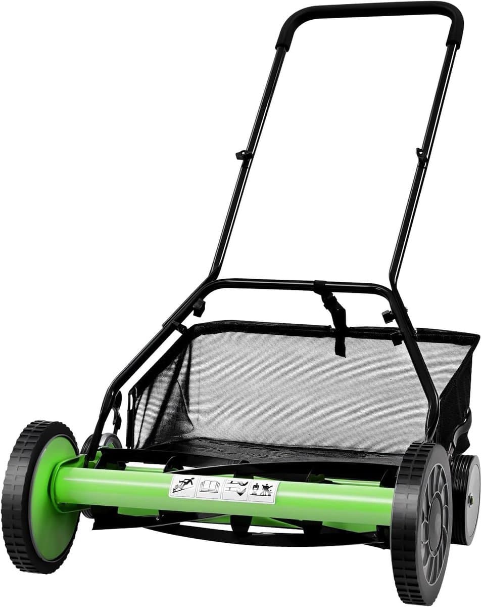 Handgrasmaaier - Duwmaaier Gazonmaaier - Gazon Onderhouden - Stille Werking - 50.8 cm maaibreedte - Zwart — afbeelding 1