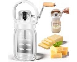 Handmatige Boterkarner - Keuken Gereedschap - Zelf Boter Maken - Glazen Pot - 15 Liter - Transparant