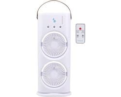 Oplaadbare ventilator - Vernevelaar mini - Buiten verkoeling - Dubbele oscillerende unit - 37H cm - Wit