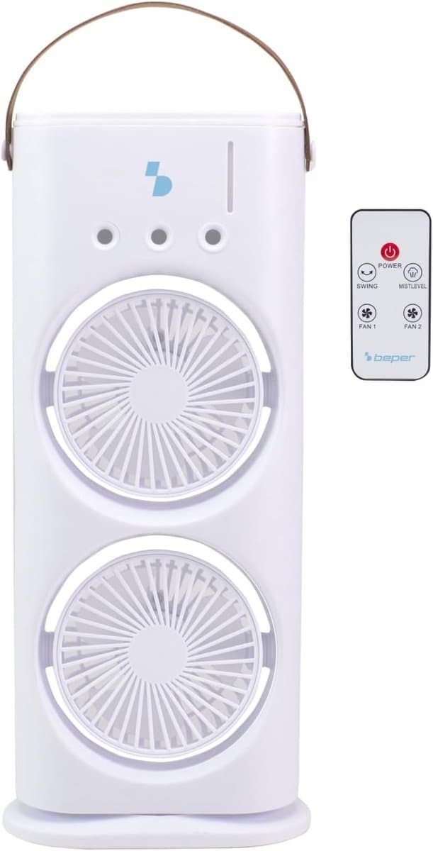 Oplaadbare ventilator - Vernevelaar mini - Buiten verkoeling - Dubbele oscillerende unit - 37H cm - Wit — afbeelding 1