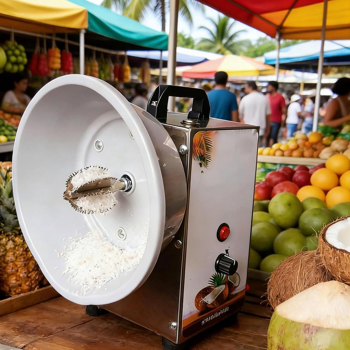 Elektrische Kokosrasp - Kokosvlees Machine - Kokos Verwerken - Drie Snelheden Instelbaar - 35 kg Per Uur - Zilver — afbeelding 1