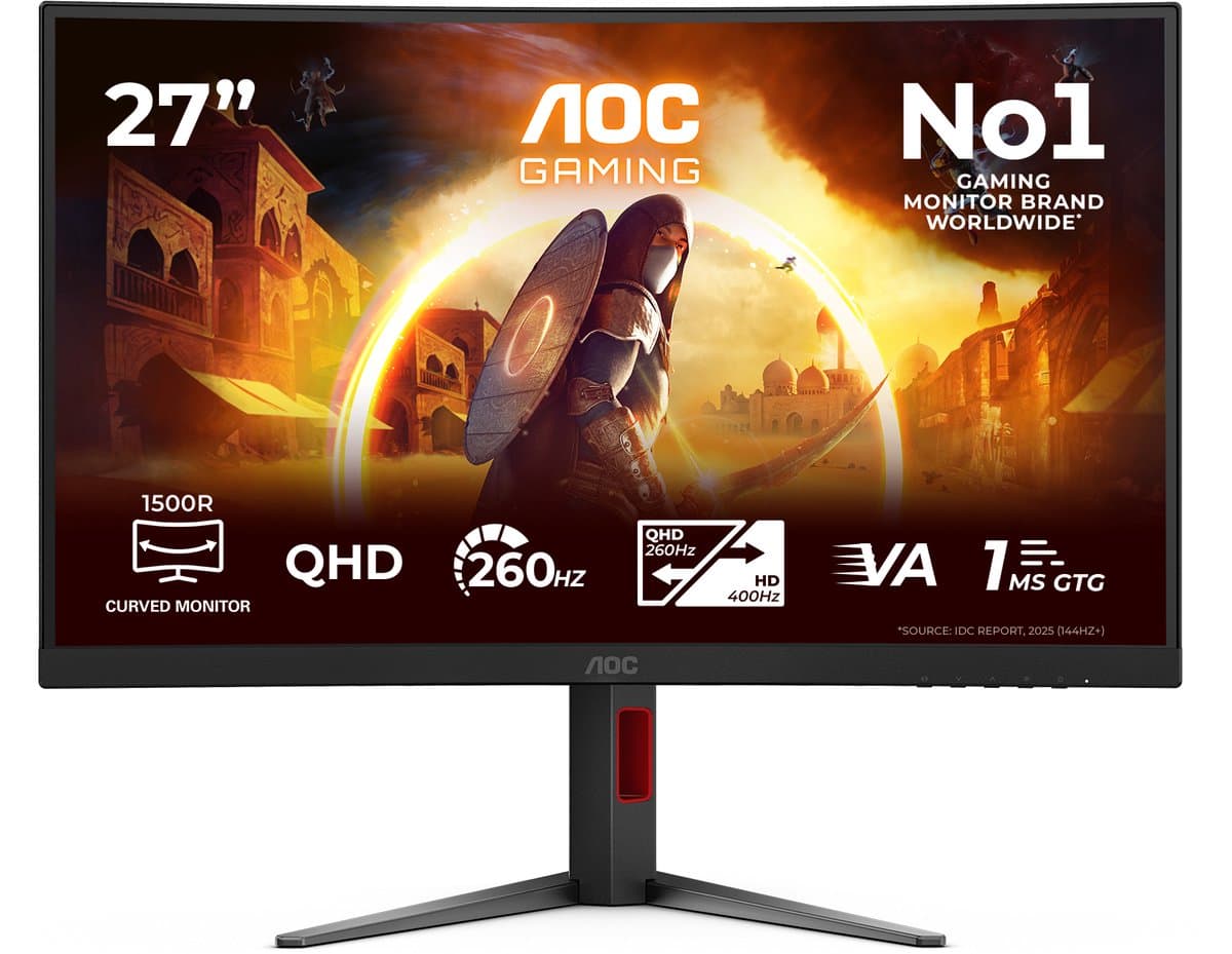 AOC G4 CQ27G4Z2P computer monitor 68,6 cm (27") 2560 x 1440 Pixels Quad HD LCD Zwart, Rood — afbeelding 1