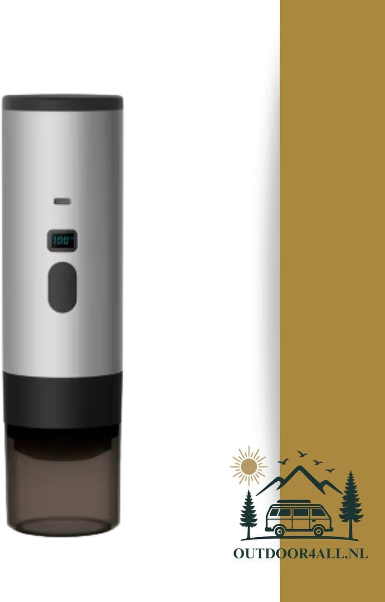 Draagbare Koffiemachine /Coffee maker voor camping, op reis of onderweg - Oplaadbaar - Zilver - Grijs — afbeelding 1