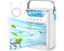 KZQ 4-In-1 Mini Luchtkoeler En Luchtbevochtiger Met 700 Ml Watertank, 3 Snelheden, Usb Voeding, Touchscreen, Voor Thuis, Kantoor En Buiten