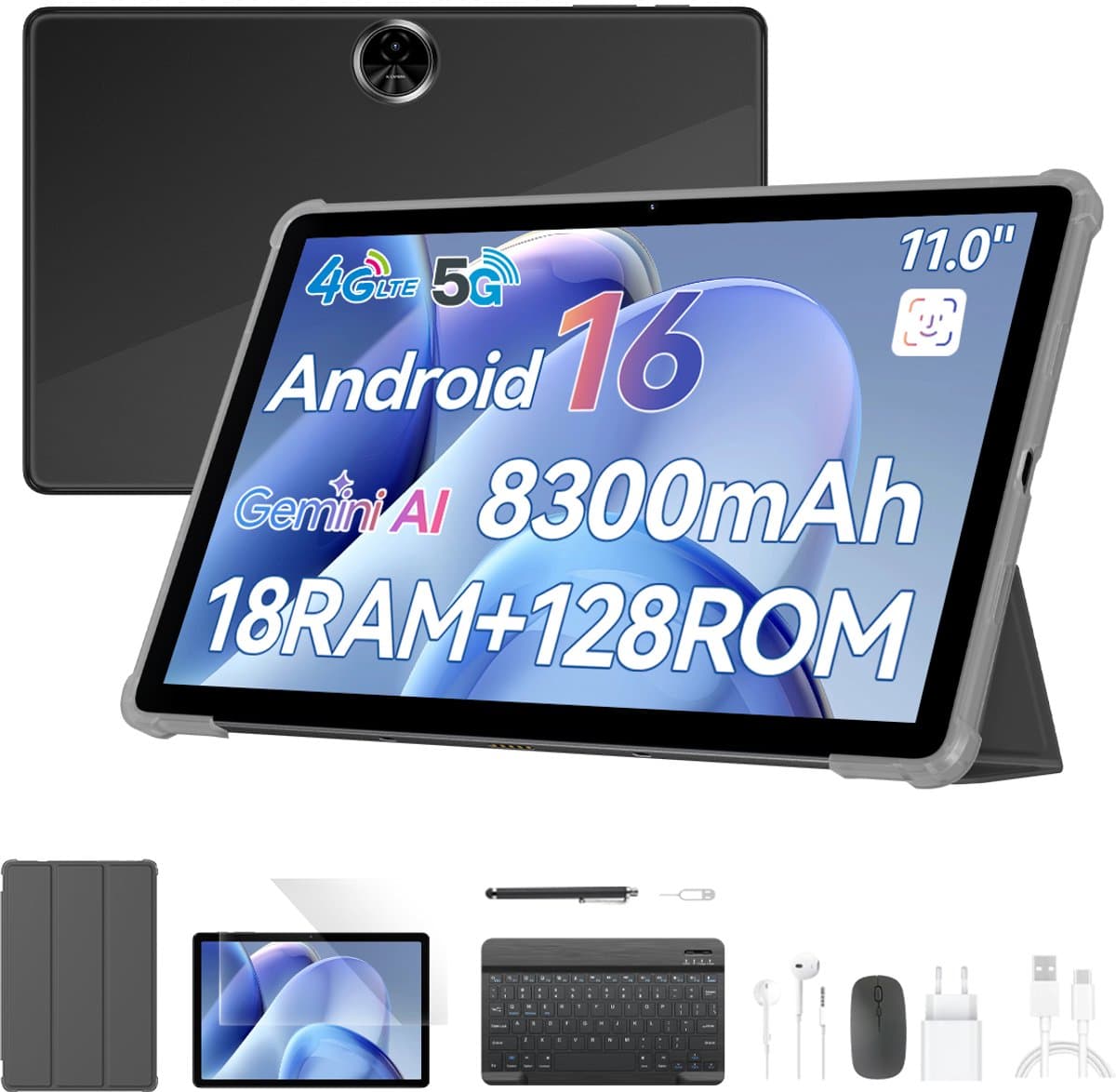 Blackview ZENO5 Tablet - 32GB RAM - 128GB ROM- 8300mAh- Android 16 - Zwart — afbeelding 1