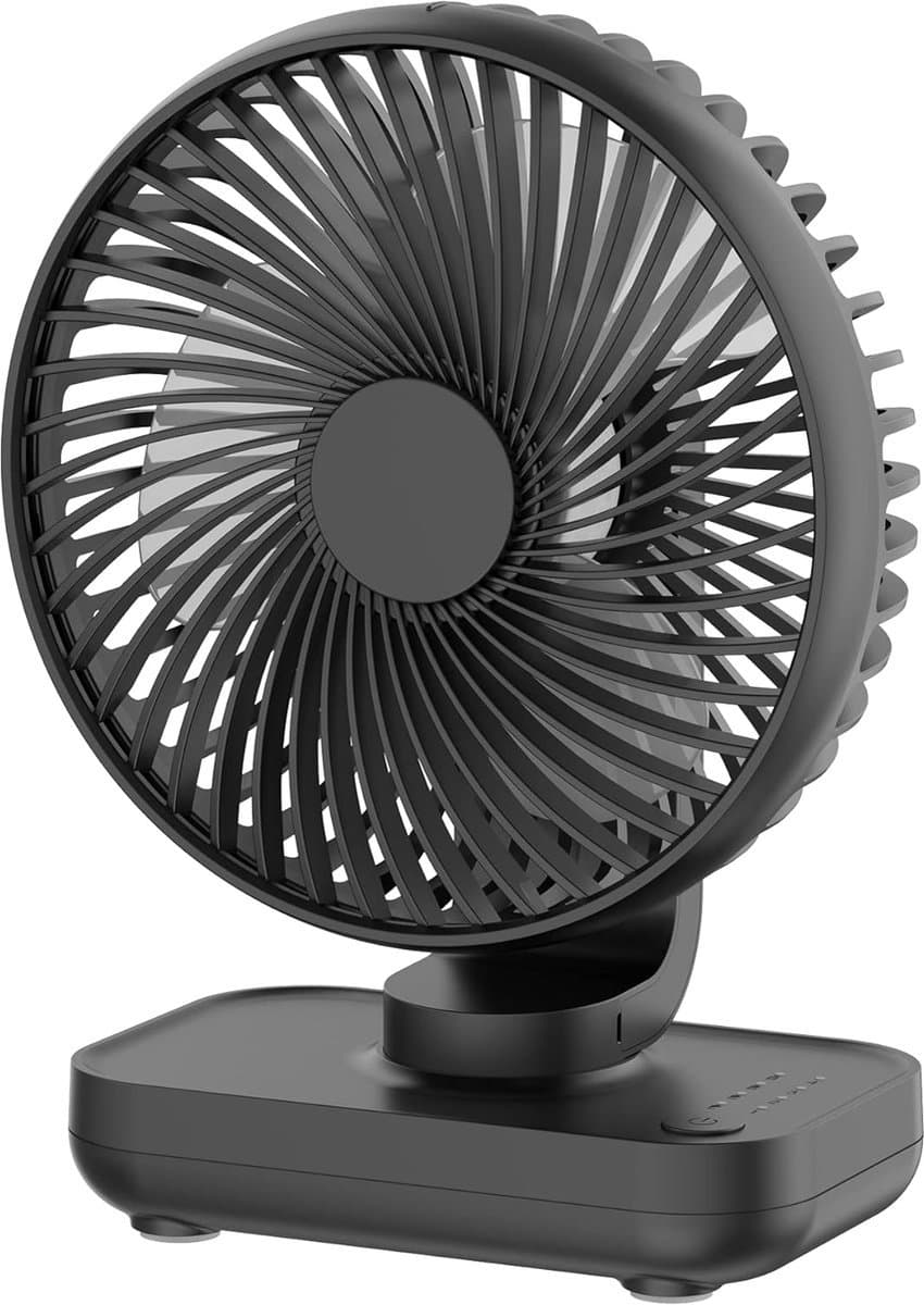 Solvix tafel ventilator geluidloos - Tafelfan - USB Oplaadbaar - 4 Snelheden - Stil Design - Voor Thuis en Kantoor — afbeelding 1