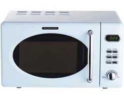 SnelShoppen - Retro Staande Magnetron 700 W met 20 Liter Ovencompartiment, 5 Vermogensniveaus, 8 Kookprogramma's, Ontdooi functie, Metaal Behuizing, D