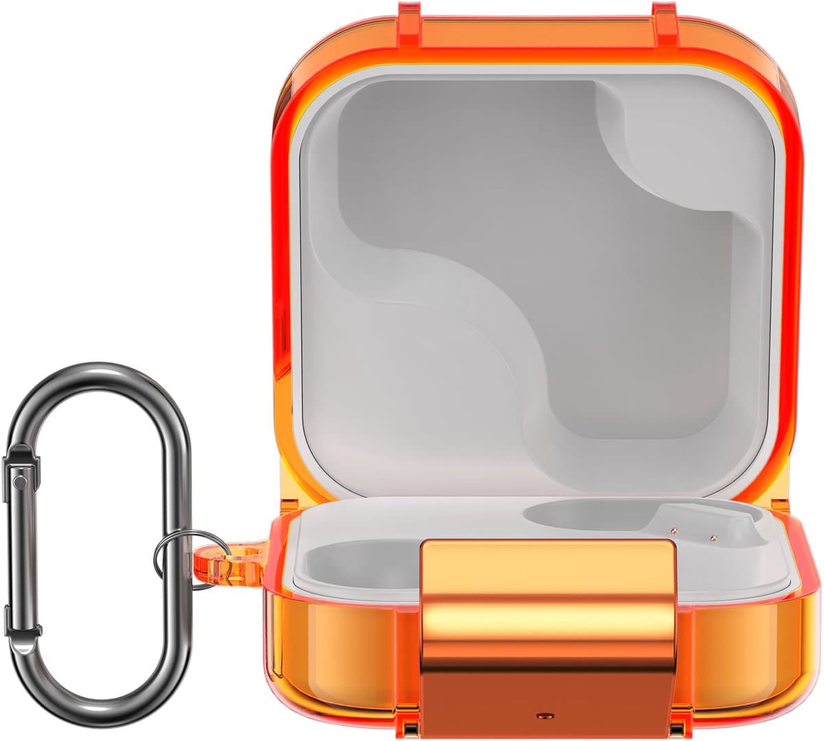 kwmobile Earphones Case for CMF by Nothing Buds Pro 2 / CMF Buds 2 Plus Case - Clear TPU Silicone Earbuds Cover - Orange — afbeelding 1