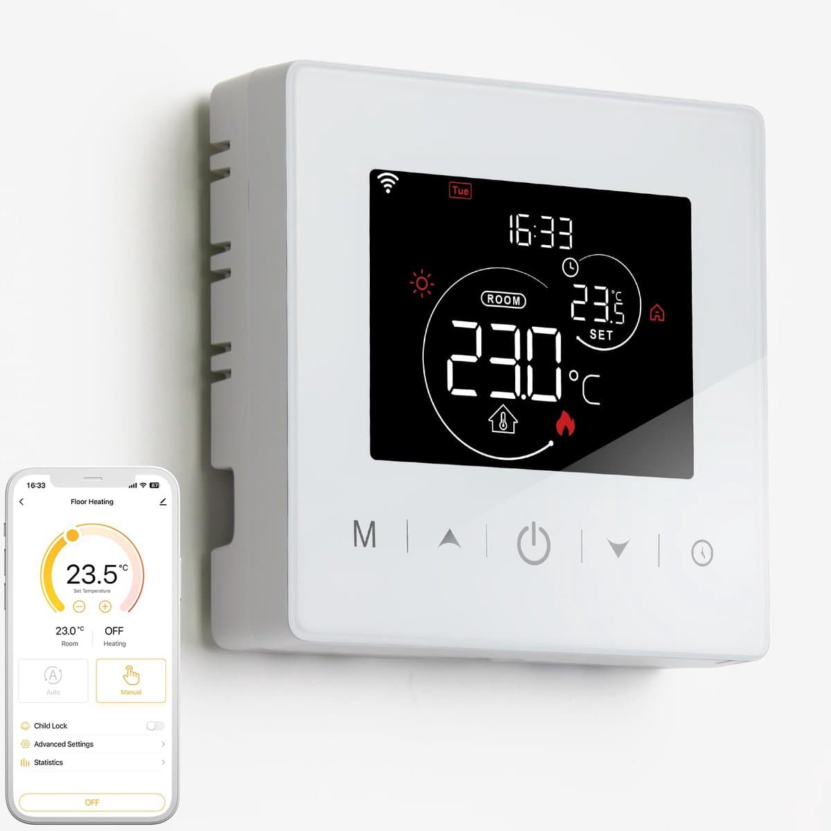 Slimme Thermostaat WiFi – Programmeerbaar – App & Spraakbediening – Werkt op 3 AA Batterijen – Voor CV Ketel — afbeelding 1