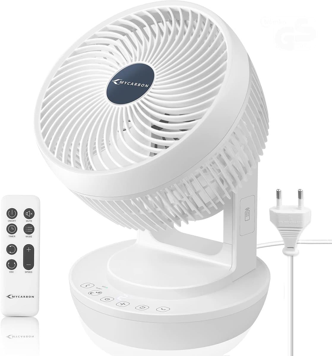 Tafelventilator stil – 3D luchtcirculator – Met afstandsbediening – Eco mode – 12 uur timer — afbeelding 1