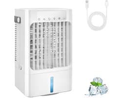 Mobiele Luchtkoeler met Waterkoeling – 4-in-1 Mini Aircooler met Waternevel, Luchtbevochtiger & Aromadiffuser – Draagbare Ventilator met Afstandsbediening – Voor Thuis, Kantoor en Slaapkamer