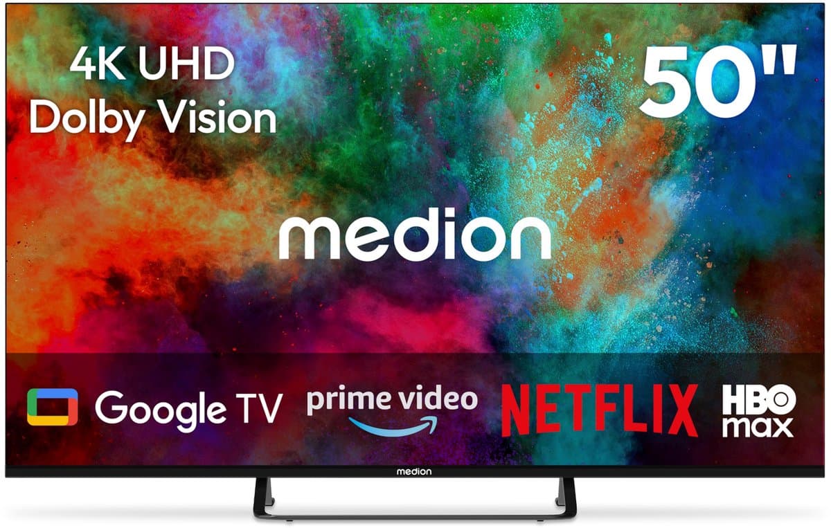 MEDION 125.7 cm 50" Ultra HD TV Smart TV 4K Dolby Vision HDR Prime Video Disney+ Compatibel met Google TV PVR Bluetooth, MD850401 | Dolby Vision HDR, Prime Video, Disney+, kompatibel mit Google TV, PV — afbeelding 1