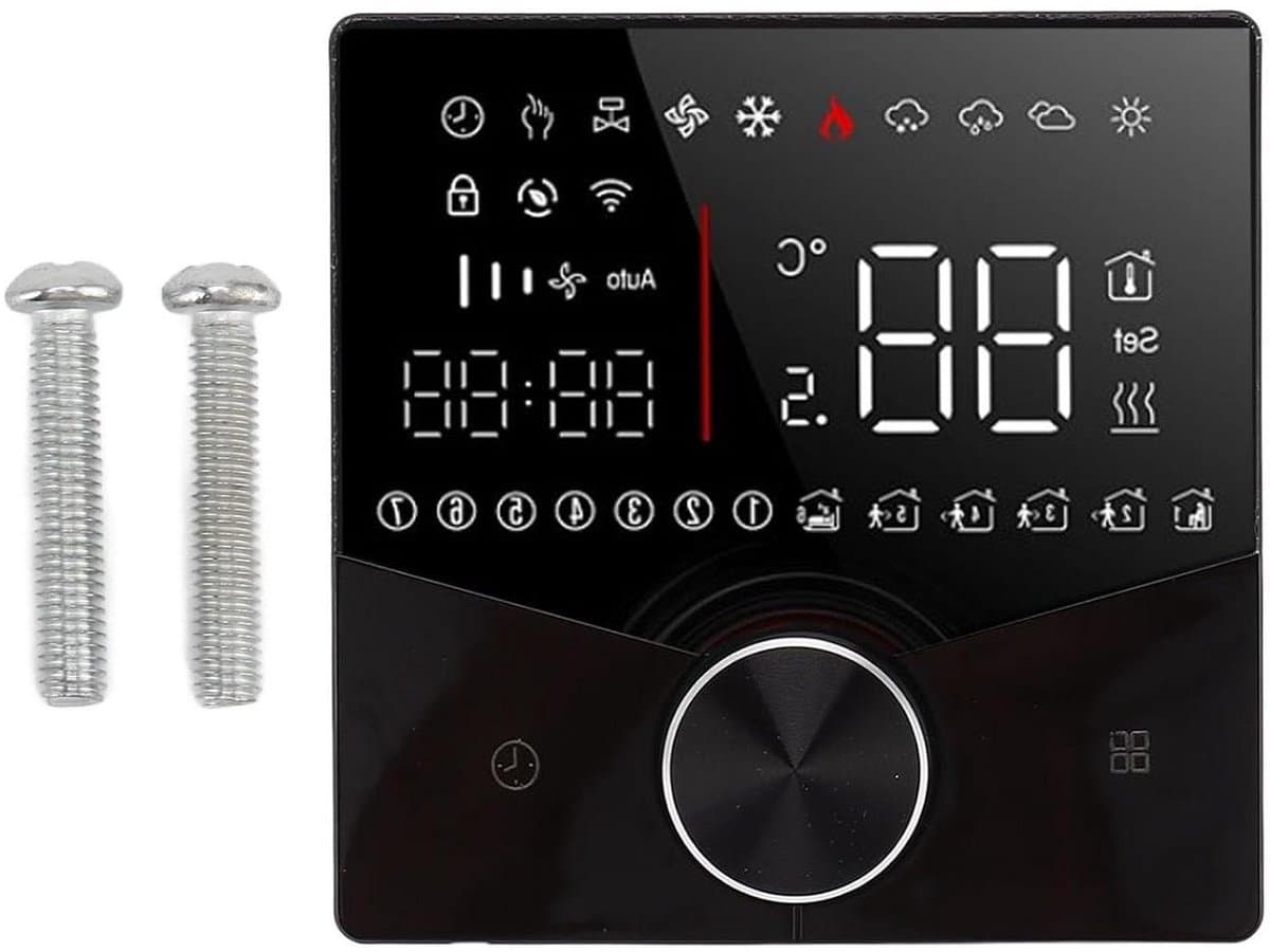 Digitale Thermostaat - Temperatuurregelaar Verwarming - Verwarming Regelen - LCD Kleurendisplay - 88x12.4mm - Zwart — afbeelding 1