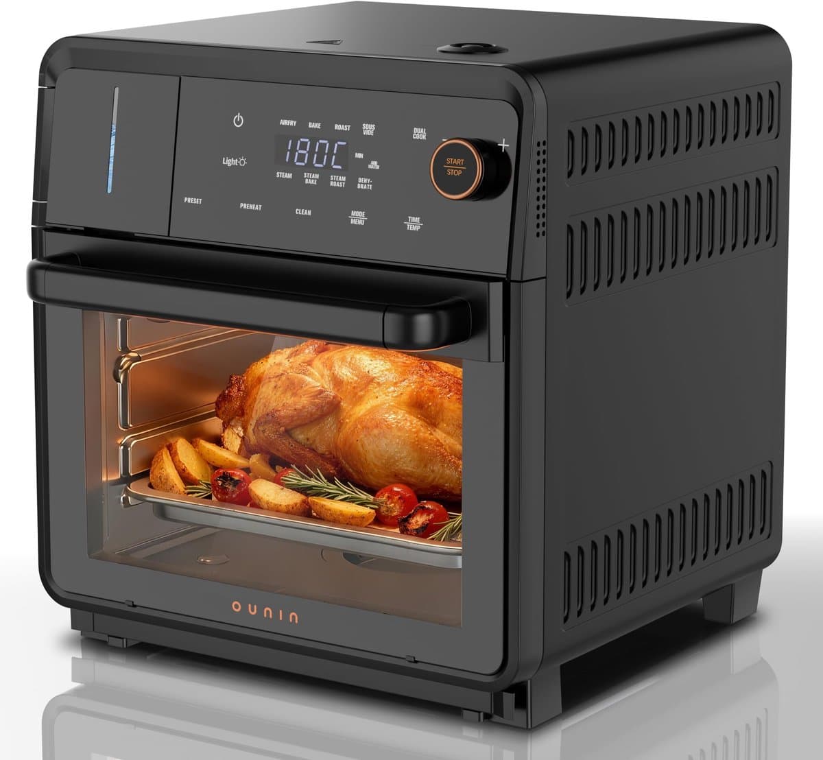 SnelShoppen - Multifunctionele Airfryer-Oven 18L - 11-in-1 Heteluchtfriteuse met Twee Zones - 360° Heteluchtcirculatie - 1800W - Koken, Bakken, Stomen — afbeelding 1