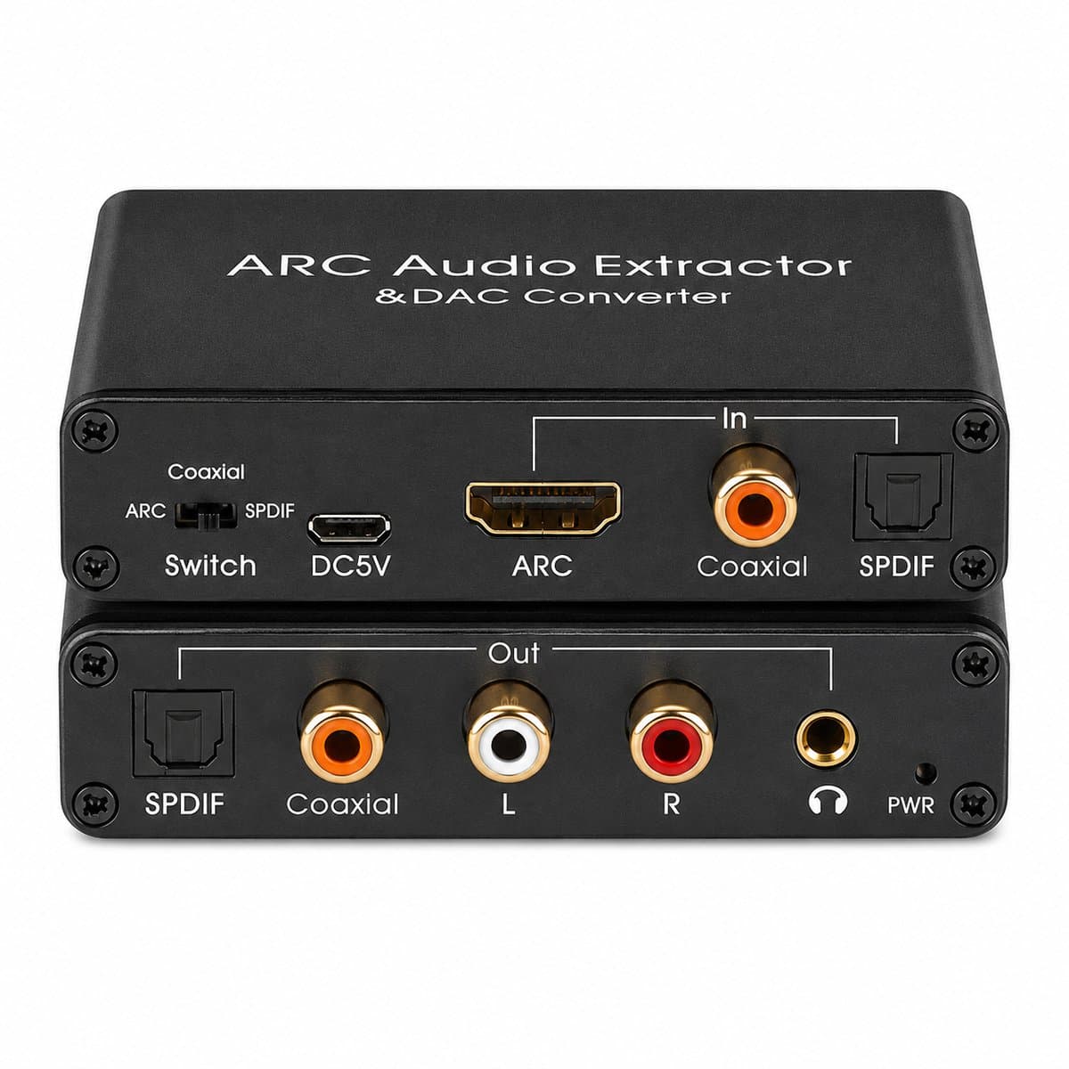 HDMI ARC Audio Extractor – 192kHz DAC Converter – HDMI ARC, Optisch & Coaxiaal naar RCA L/R, SPDIF & 3,5mm AUX – Audio Adapter — afbeelding 1