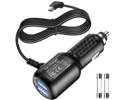 Mini Usb-Dashcamkabel - Stroomkabel Voor Dashcam - 5 V / 2,5 A + 5 V / 3,5 A - 1 Stuk - Auto / Vrachtwagen Zwart