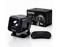 Zoomly® Pro MAX+ Mini Beamer – 700 ANSI Lumen – Thuisbioscoop Beamer met Android 14, WiFi 6 & Bluetooth 5.4 – Full HD 1080p – Ondersteunt 4K – Gratis Smart Remote