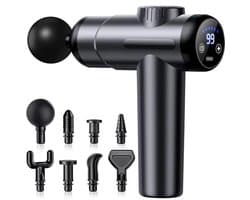 Massage Gun met 99 Intensiteitsniveaus, 8 Massagekoppen, Spiermassage Apparaat met LCD-scherm, Draadloos en Oplaadbaar