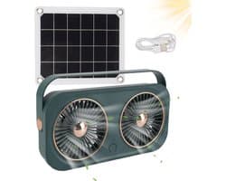 Zonnepaneel Ventilator - Afzuigventilator Kas - Lucht Circuleren - Op Zonne-energie Werking - 25 cm Breed - Legergroen