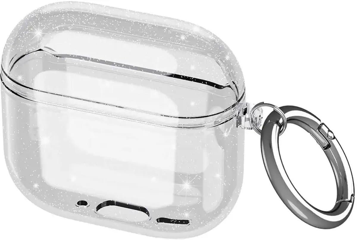 Hoesje geschikt voor Apple AirPods 4 / 5 | TPU | met Ring | Glitter Transparant — afbeelding 1