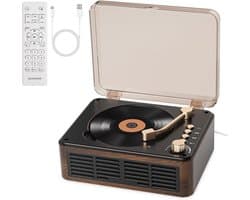 CINK & Co CD-speler met Luidsprekers - Bluetooth 5.0 en FM-radio - USB, USB-C en AUX - Met Afstandsbediening - Houtkleur