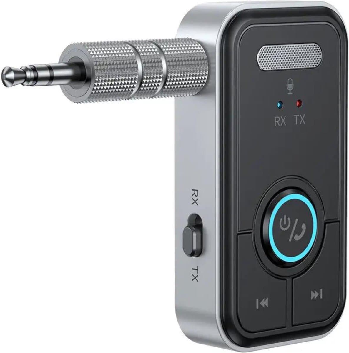 Nextora 2 in 1 Bluetooth Receiver en Transmitter - Bluetooth Ontvanger - Bluetooth Receiver Auto - Bluetooth Audio Receiver - Aux Bluetooth Auto - Bluetooth auto - Bluetooth 5.3 - AUX Bluetooth - Handsfree Bellen - Zwart/grijs — afbeelding 1