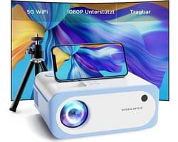 Projector- V3 - Compact - Full HD 1080P - 9000 Lumens - 5g wifi - LCD - projectieverhouding van 1:1,4 - HDMI, USB, AV, 3,5 mm audio - 300inch - Wit -
