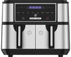 Equivera Dubbele Airfryer - Dubbele Mand - Dual Cook - Heteluchtfriteuse - Verschillende Programma's - Dual Zone - Mega