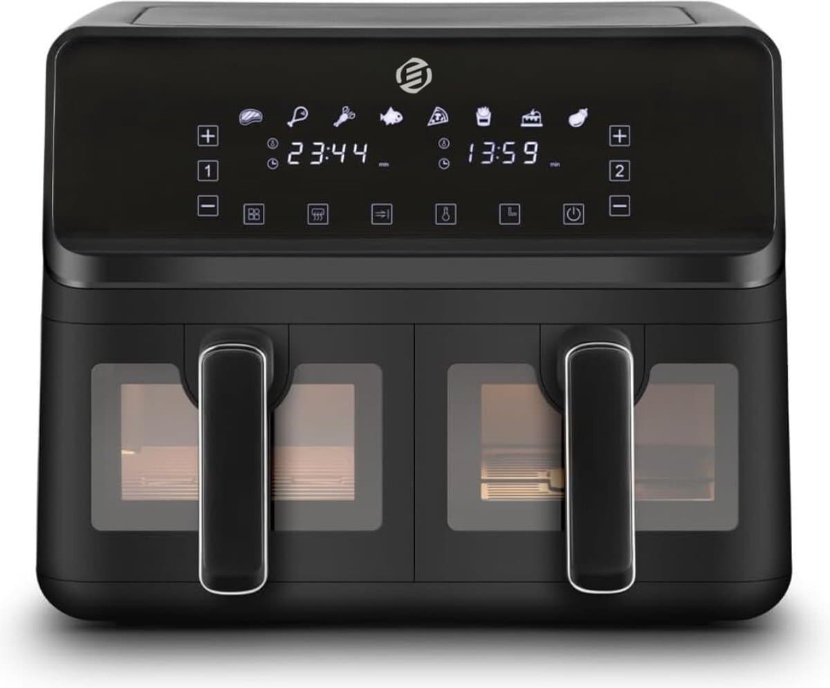 Equivera Dubbele Airfryer - Dubbele Mand - Dual Cook - Heteluchtfriteuse - Verschillende Programma's - Dual Zone - Mega — afbeelding 1