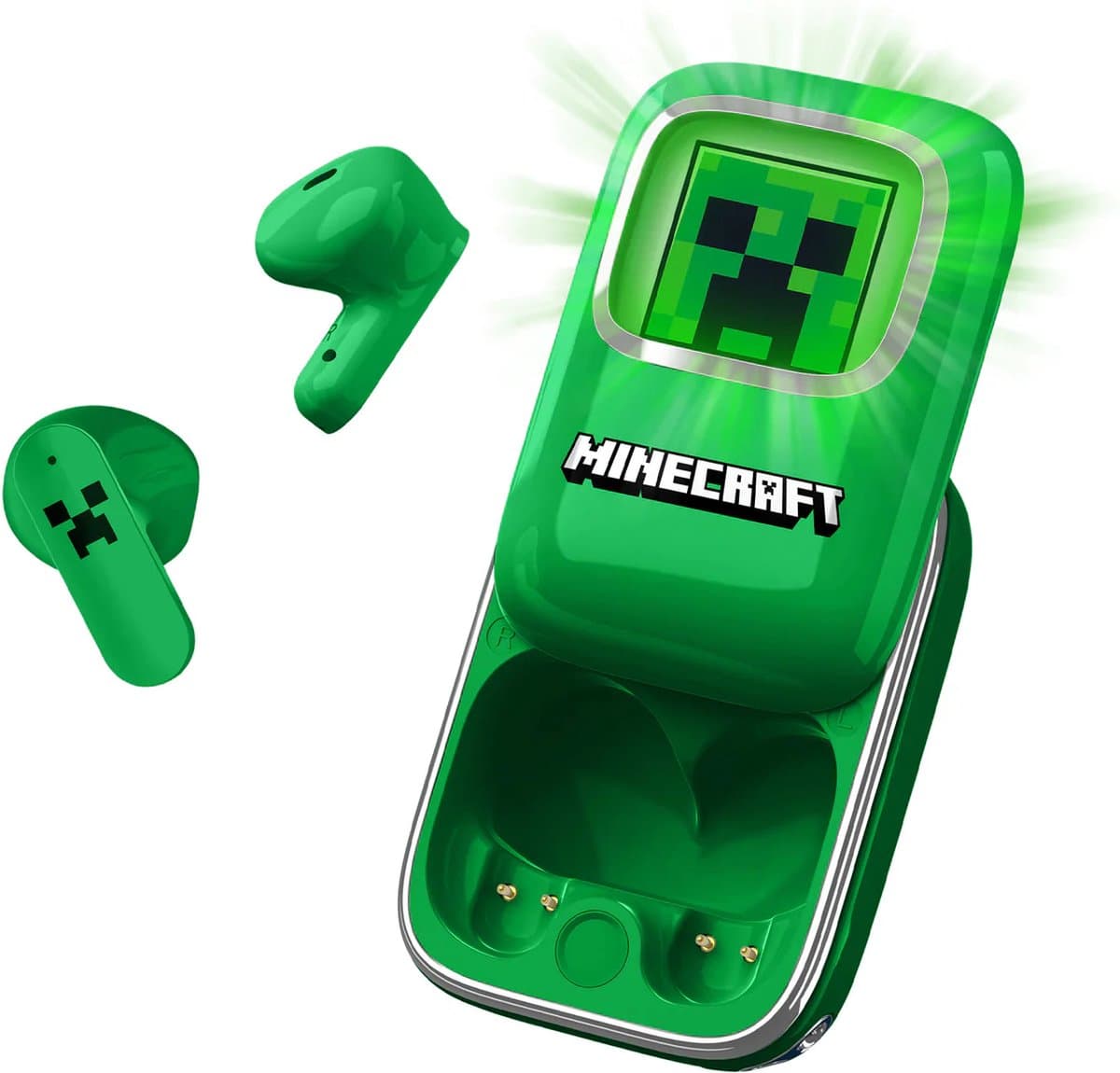 Minecraft - draadloze oordopjes - schuifdisplay met LED verlichting - met oplaadcase - touch control - lange batterijduur — afbeelding 1