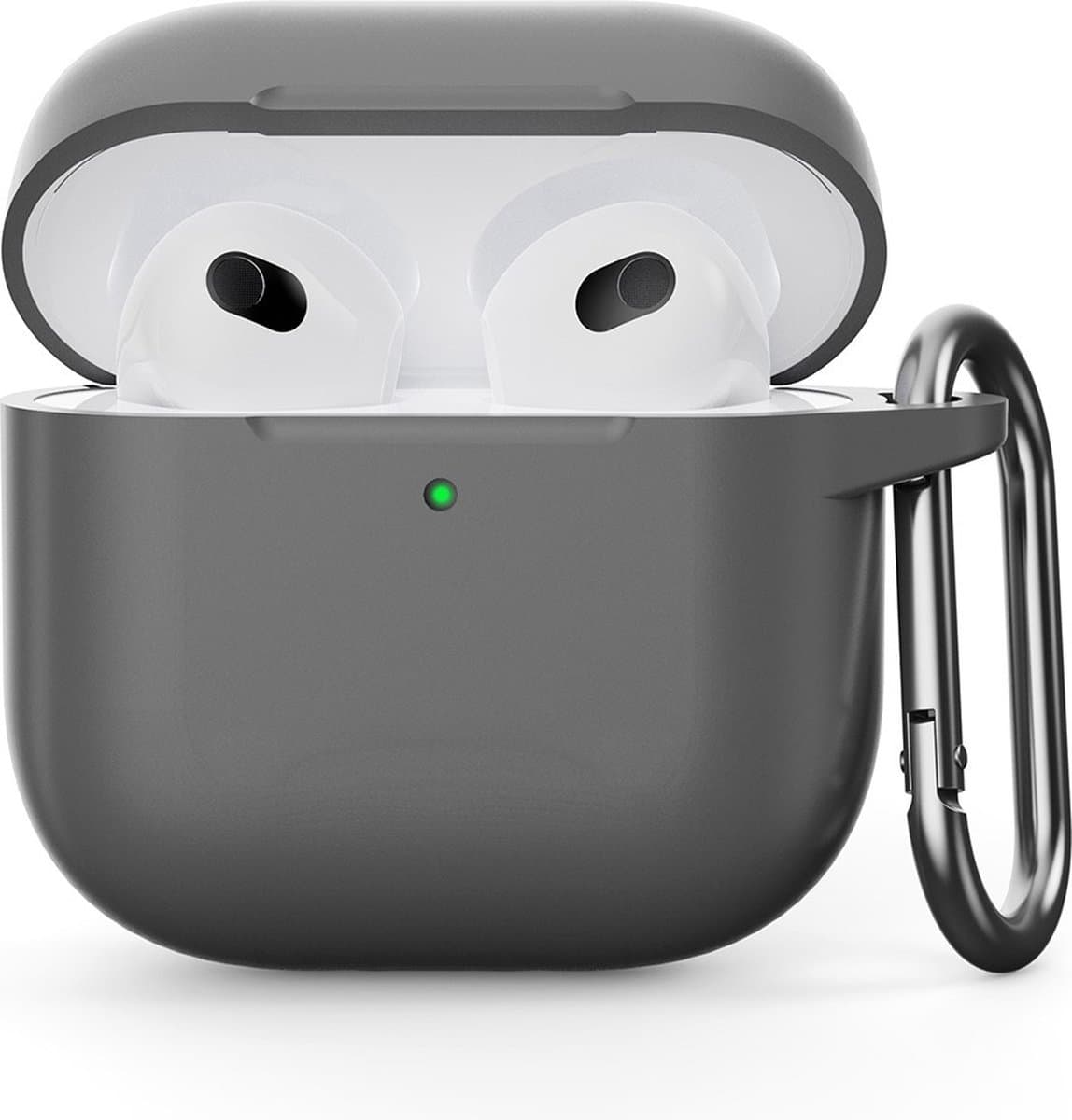 Coverup Hoesje - Geschikt voor AirPods 4 Hoesje - Coverup Siliconen AirPods Case met Sleutelhanger - Grijs — afbeelding 1