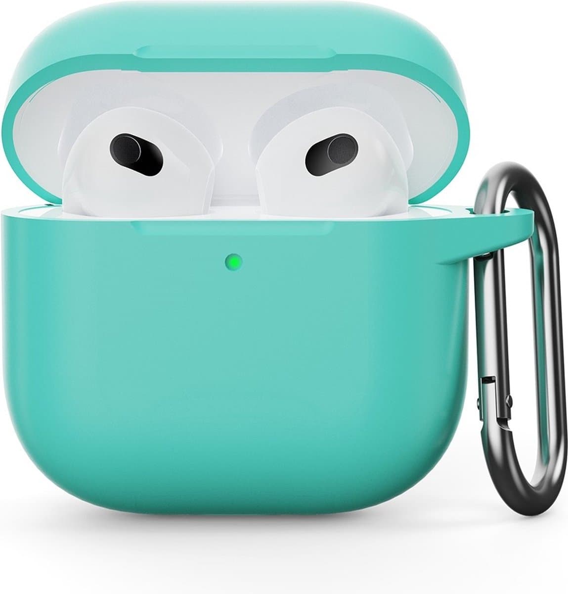 Coverup Hoesje - Geschikt voor AirPods 4 Hoesje - Coverup Siliconen AirPods Case met Sleutelhanger - Cyan — afbeelding 1