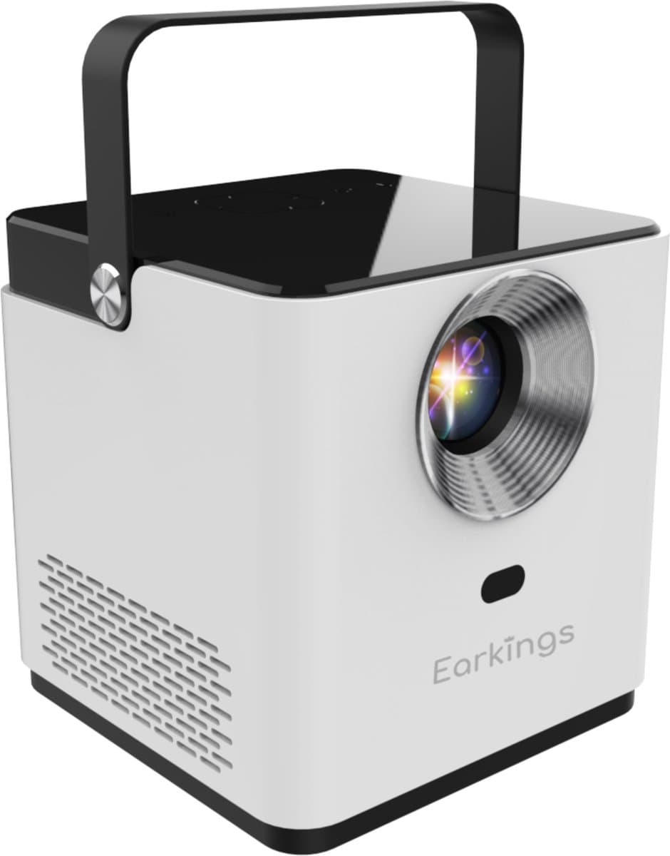 Earkings Beamer Projector 4K Support - Mini Beamer Projector met Android Apps - Draagbare Beamer - Wit — afbeelding 1