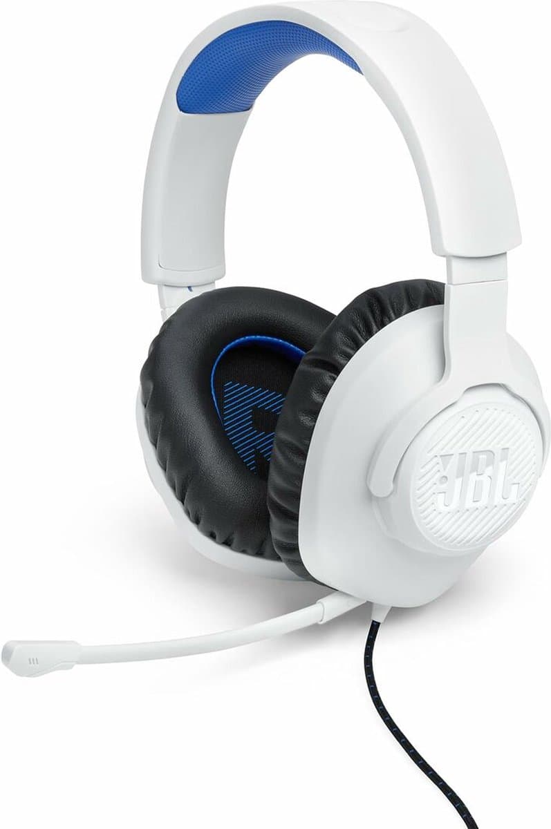 JBL Quantum 100P Wit/Blauw - Gaming Headset voor PlayStation - Bedraad - Over-Ear - PS4/PS5, PC, Xbox & Nintendo Switch — afbeelding 1