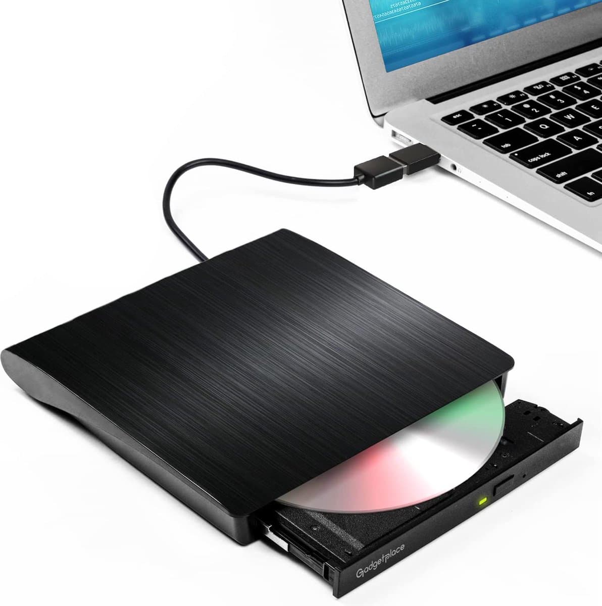 Externe DVD Speler en Brander voor Laptop & Macbook - DVD/CD - Met USB 3.0 en USB-C adapter - Optische drive - Plug & Play — afbeelding 1