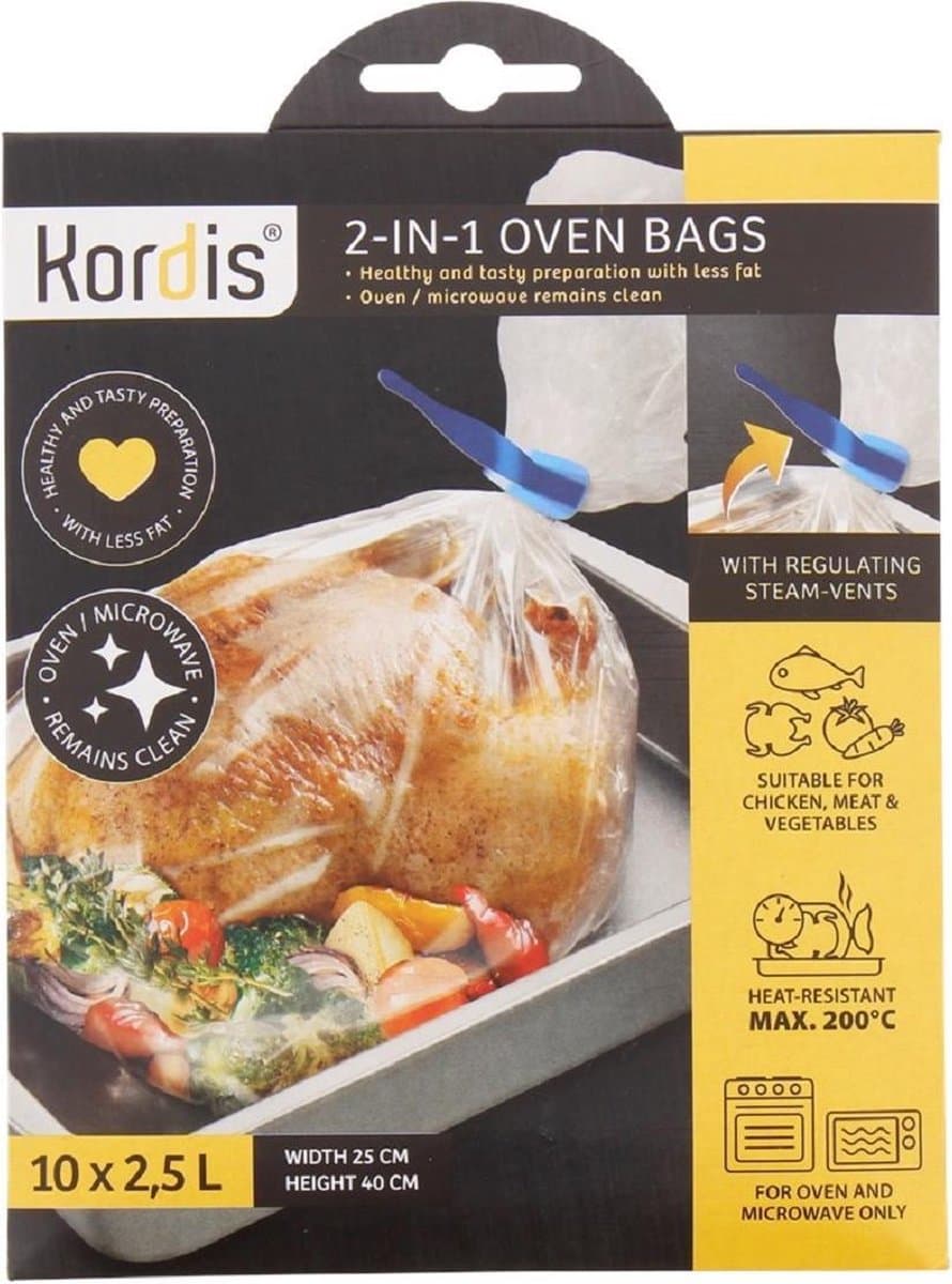 Braadzak 25x40 cm - 10 braadzakken 2,5 liter - braadzak voor oven en airfryer - 10 stuks — afbeelding 1