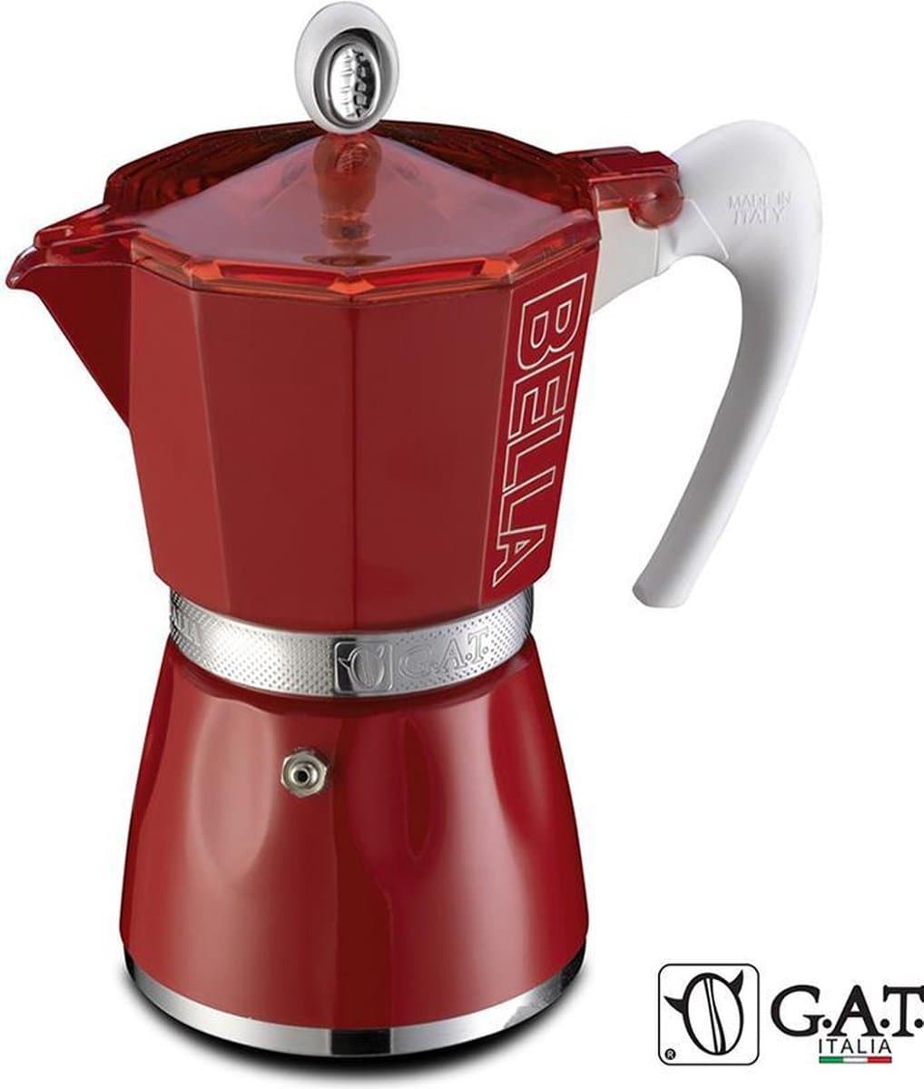 G.A.T. Italia Bella Rood 3 kops Percolator - 150ml - Made in Italy — afbeelding 1