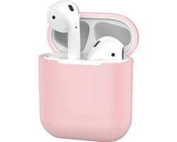 Hoesje - Geschikt voor Apple Airpods 2 - Siliconen Dun Met Clip - Case Cover - Silicone Hoes - Lichtroze