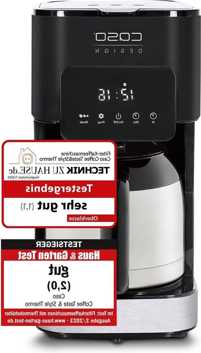 Coffee Taste and Style Thermo Coffee Maker with permanent filter - optimal brewing temperature - 92-96 °C - drip stop - optimized brewing head - thermos jug - stainless steel - black - 12 l - 1847 10 — afbeelding 1
