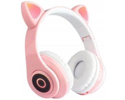 kinder koptelefoon kitty cat roze met led oortjes