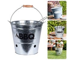 BBQ Emmer - Barbecue Emmer - Portable BBQ - Zink - 19 cm - Met Handgreep - Houtskoolbarbecue - Inclusief EBOOK
