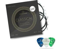 Premium Black klassieke akoestische gitaar snaren - Normal Tension - Inclusief 3 celluloid Plectra - BCP-028