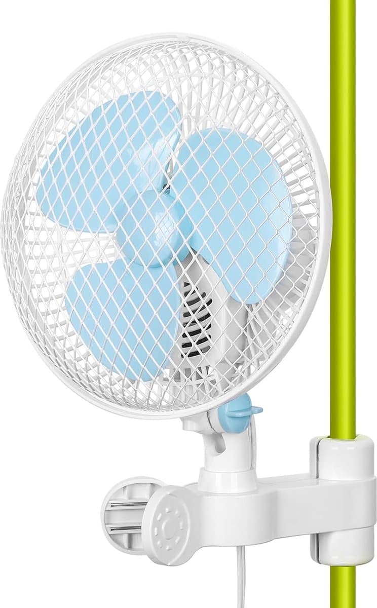 Oscillerende clip-on ventilator voor mastmontage 250 cm lange kabel - 20 W 2 snelheden - super stil met EU-stekker - small growth Monkey fan hydroponics — afbeelding 1
