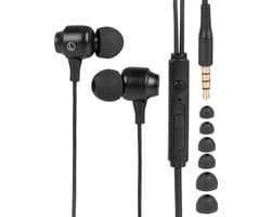 Nuvance Oortjes met Draad - 3.5mm Jack Aansluiting - Oordopjes met Draad - In-Ear Oortjes met Draad en Microfoon - Zwart