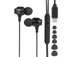 Nuvance Oortjes met Draad - USB-C - Oordopjes met Draad - In-Ear Oortjes met Draad en Microfoon - Zwart