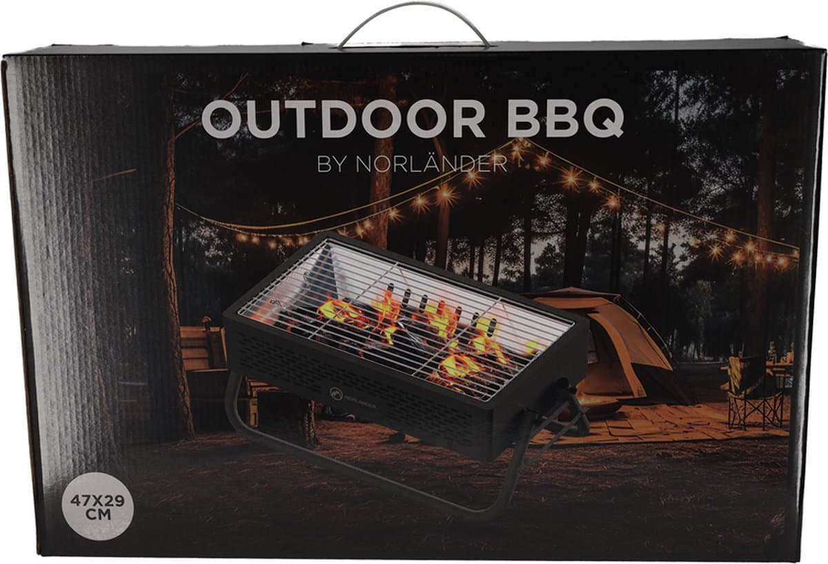 Norlander Outdoor BBQ met grill - 56 x 20 x 20 cm - Zwart — afbeelding 1