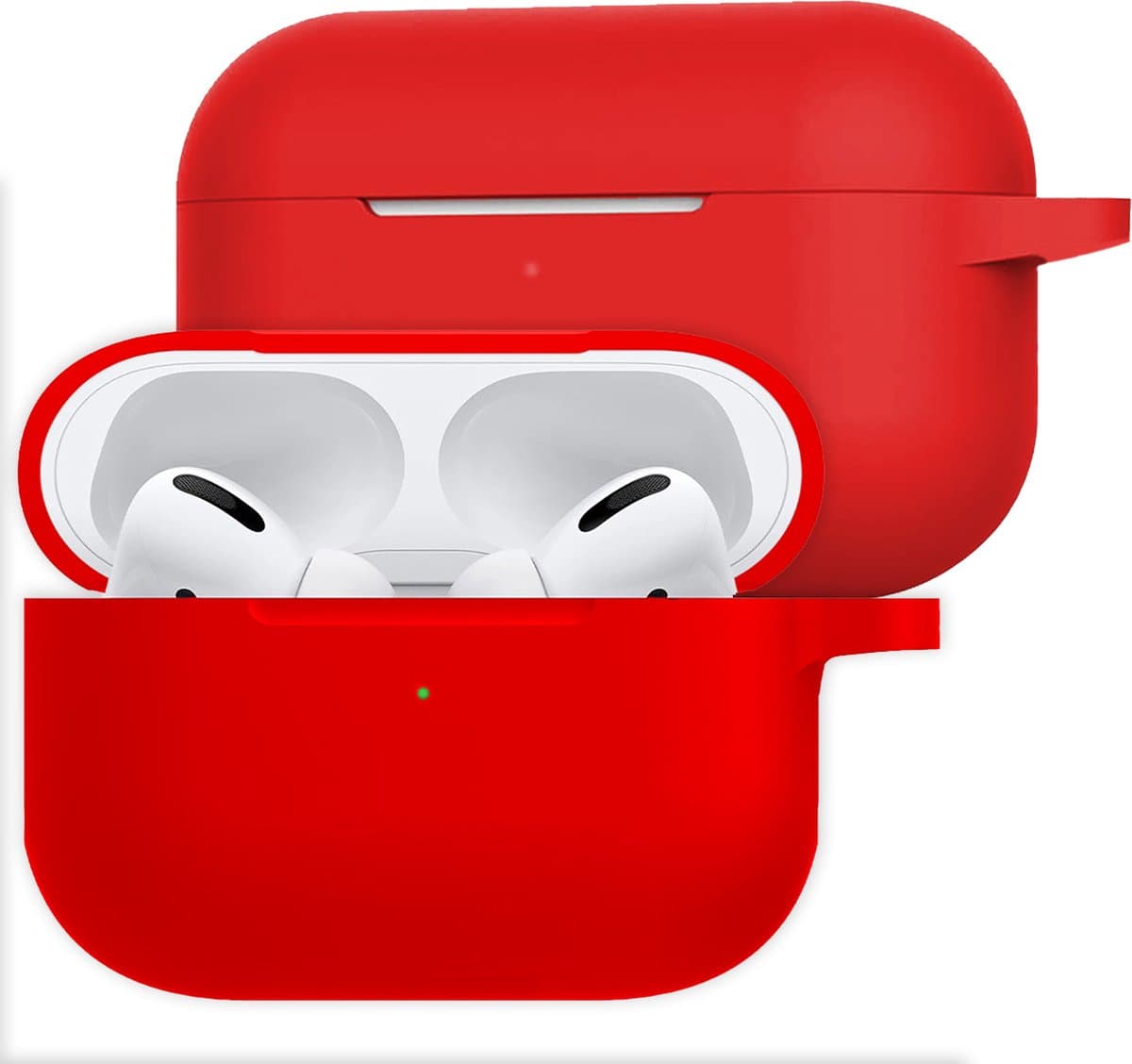 Hoesje Geschikt voor Apple AirPods Pro 2 - Siliconen Hoes met Clip - Silicone Case Cover - Rood — afbeelding 1