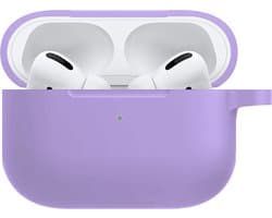 Hoesje - Geschikt voor Apple AirPods Pro 2 - Siliconen Hoes met Clip - Silicone Case Cover - Lila
